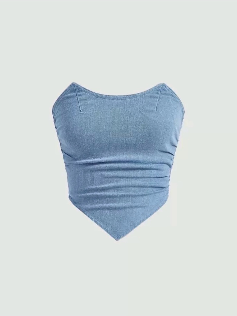 Women’s Hanky Hem Denim Tube Blue Breast Cup Tight Fit Top, Vintage